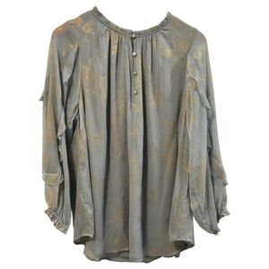 LC Lauren Conrad Sage Green Gold Ruffle Peasant Blouse Size 1X